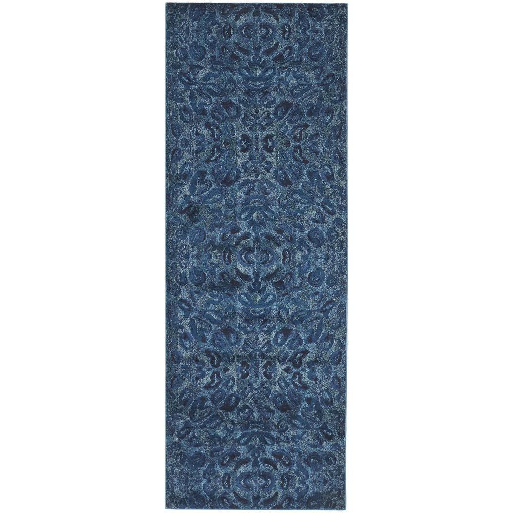Remmy Ornamental Design Rug, Deep Teal/Ink Blue, 2ft - 10in x 7ft - 10in, Runner, RMY3424FBLUDBLI71. Picture 2