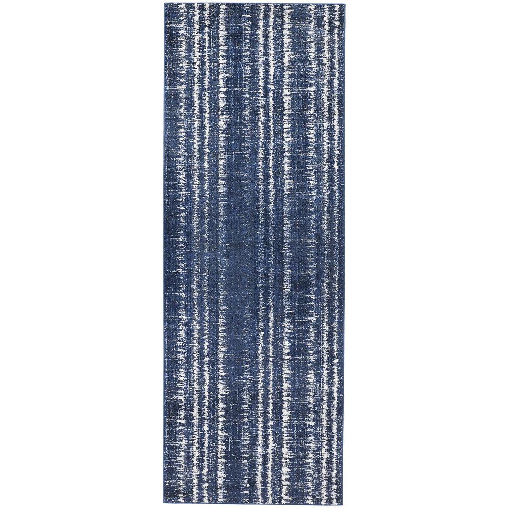 Remmy Coastal Inspired, Striated, Dark Navy Blue, 2ft-10in x 7ft-10in, Runner, RMY3425FDBLIVYI71. Picture 2