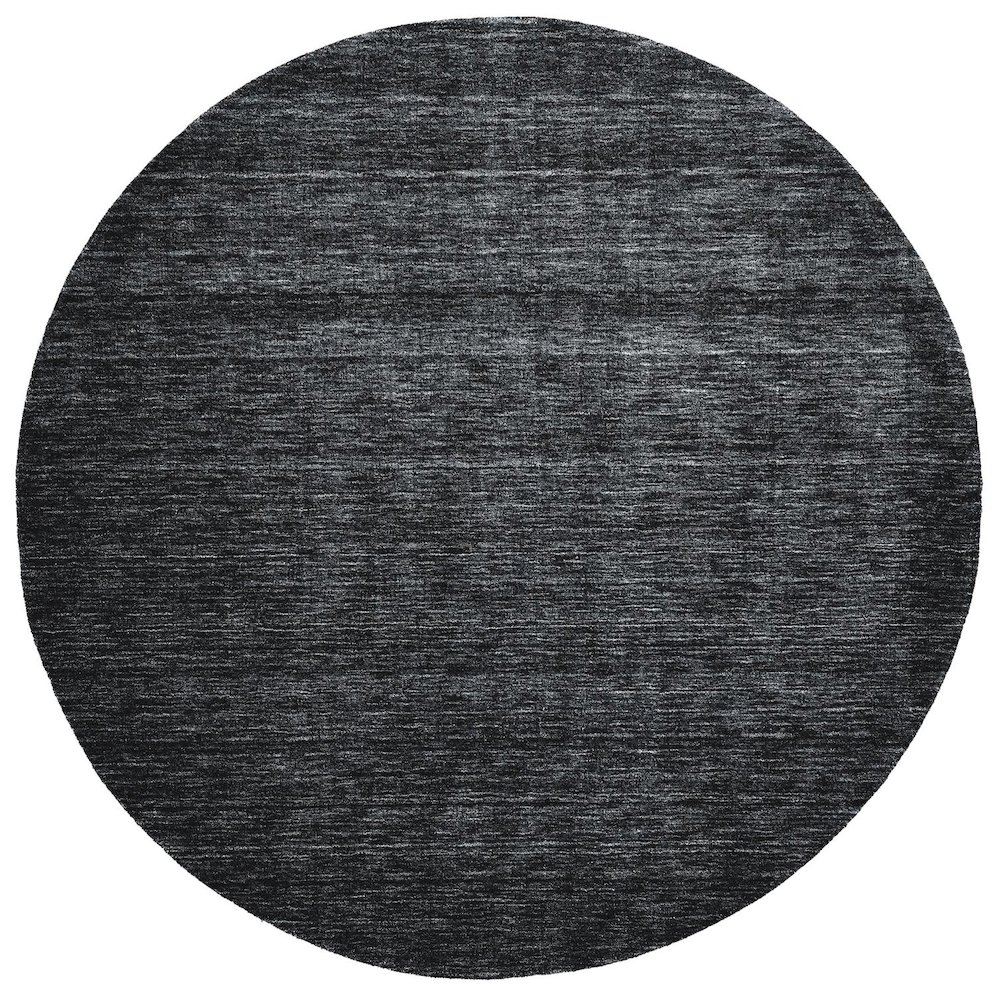 Luna Hand Woven Marled Wool Rug, Black/Dark Gray, 10ft x 10ft Round, 5798049FBLK000N95. Picture 1