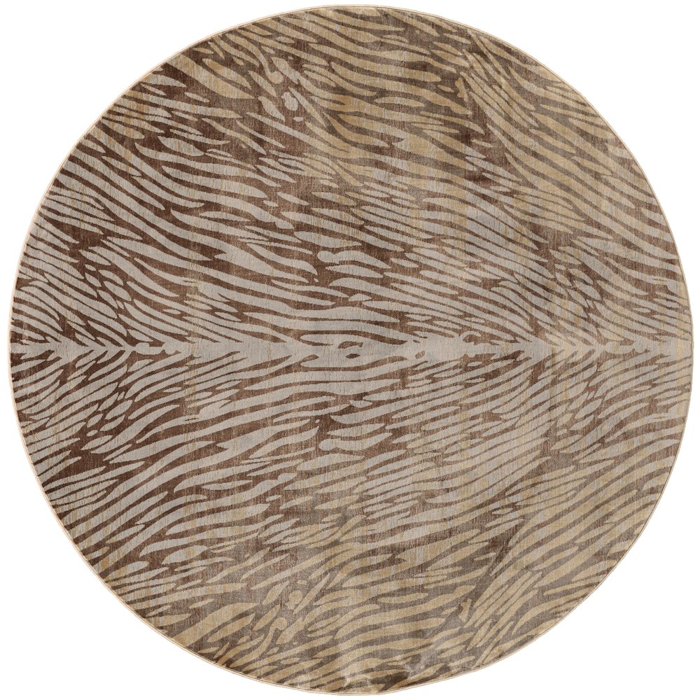 Cannes Transitional Animal Print, Brown/Tan, 8' x 8' Round Rug. Picture 1