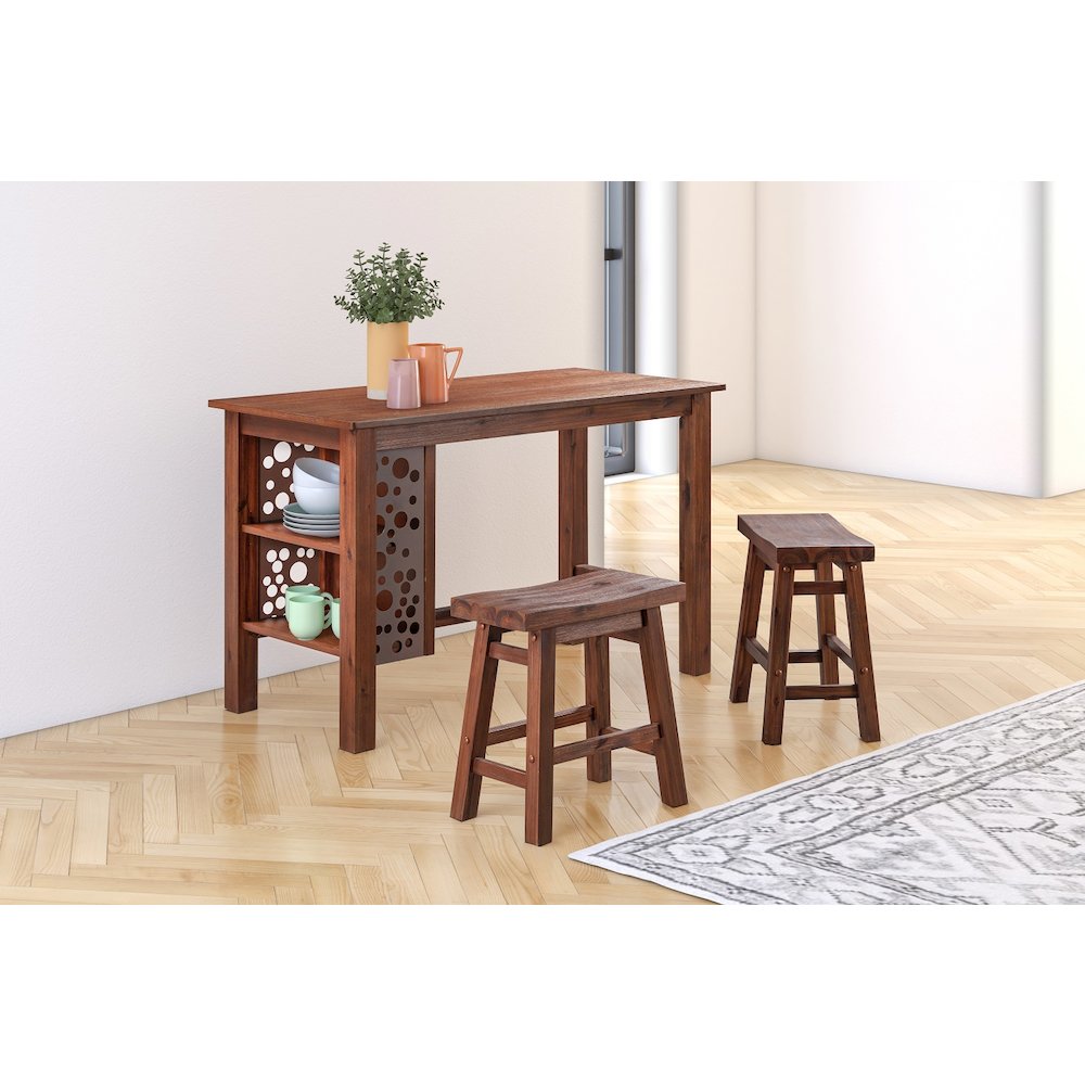 Brittany 3pc Rectangular Dining Table Set - Chestnut Wire-Brush. Picture 4