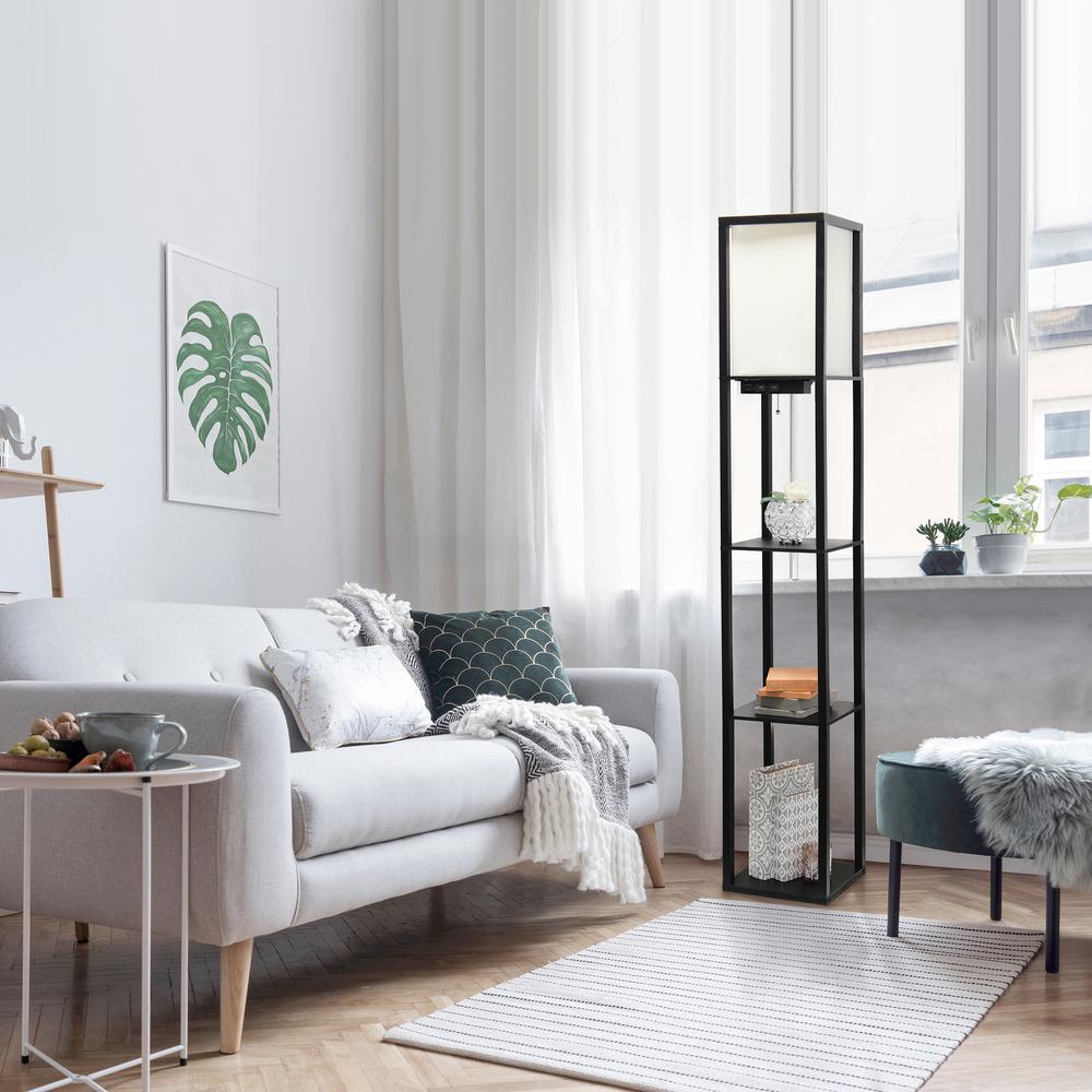 Floor Lamp Etagere Organizer Storage Shelf with 2 USB Charging Ports1 Charging Outlet. Picture 4