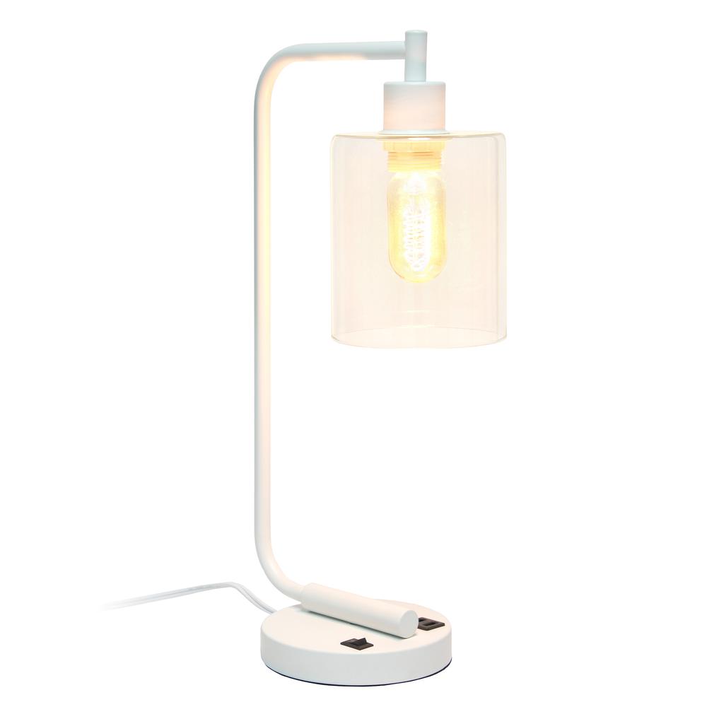 Modern Iron Desk Lamp with USB Port and Glass Shade,. Picture 2