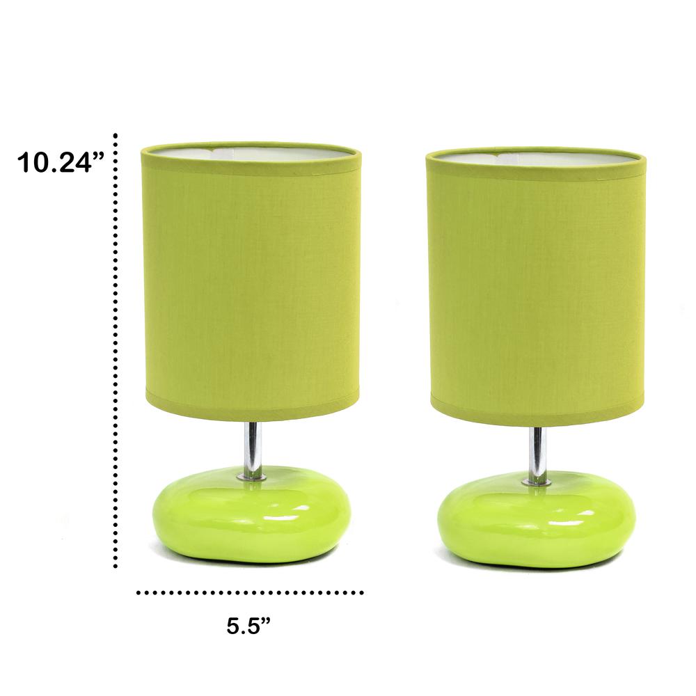 10.24" Traditional Mini Round Rock Table Lamp 2 Pack Set, Green. Picture 4