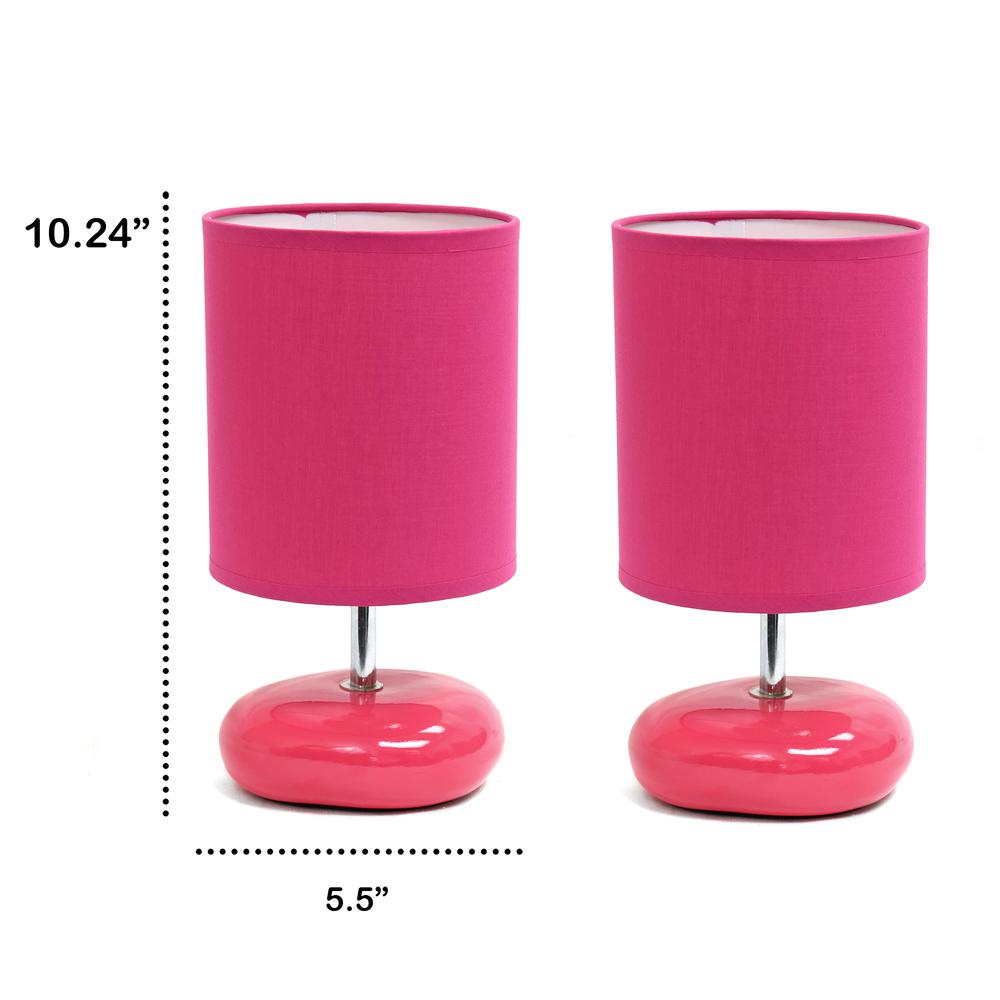 10.24" Traditional Mini Round Rock Table Lamp 2 Pack Set, Pink. Picture 4
