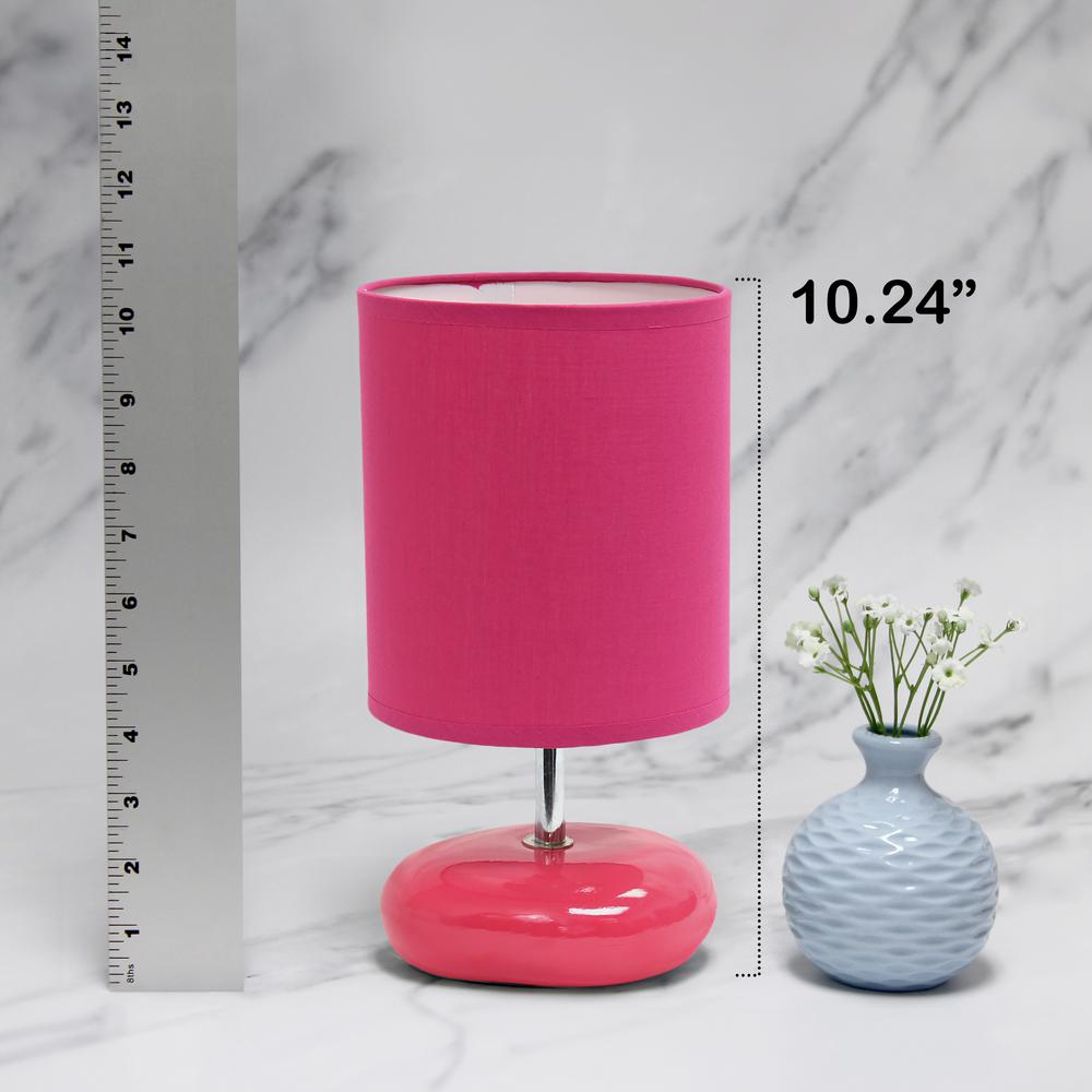 10.24" Traditional Mini Round Rock Table Lamp 2 Pack Set, Pink. Picture 7