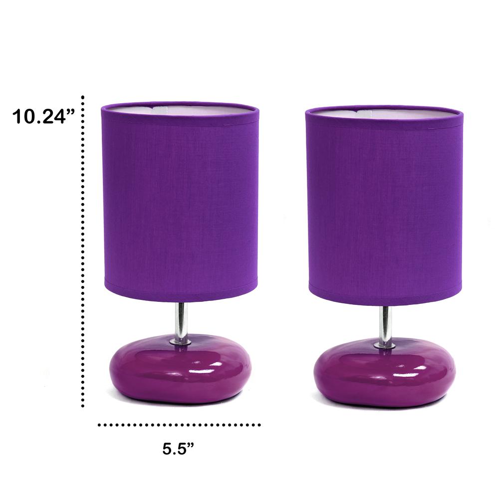 10.24" Traditional Mini Round Rock Table Lamp 2 Pack Set, Purple. Picture 4
