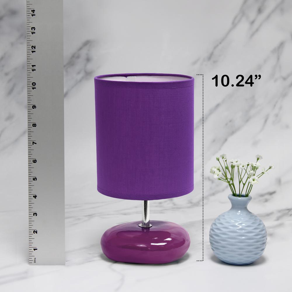10.24" Traditional Mini Round Rock Table Lamp 2 Pack Set, Purple. Picture 7