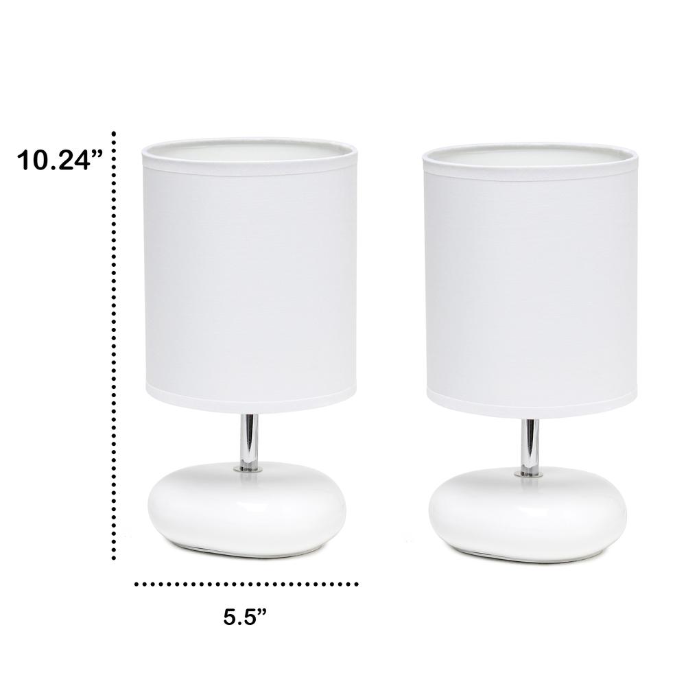 10.24" Traditional Mini Round Rock Table Lamp 2 Pack Set, White. Picture 4