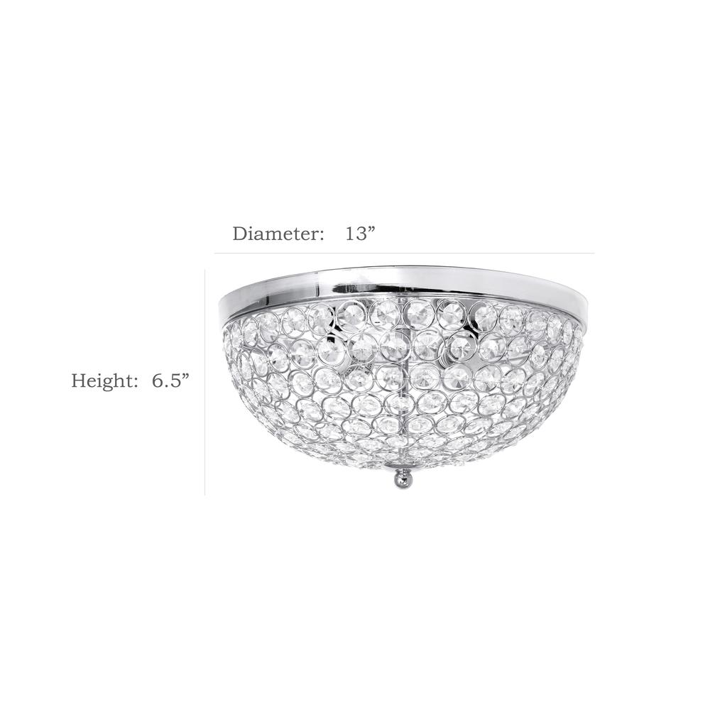 Elegant Designs 2 Light Elipse Crystal Flush Mount Ceiling Light 2 Pack, Chrome