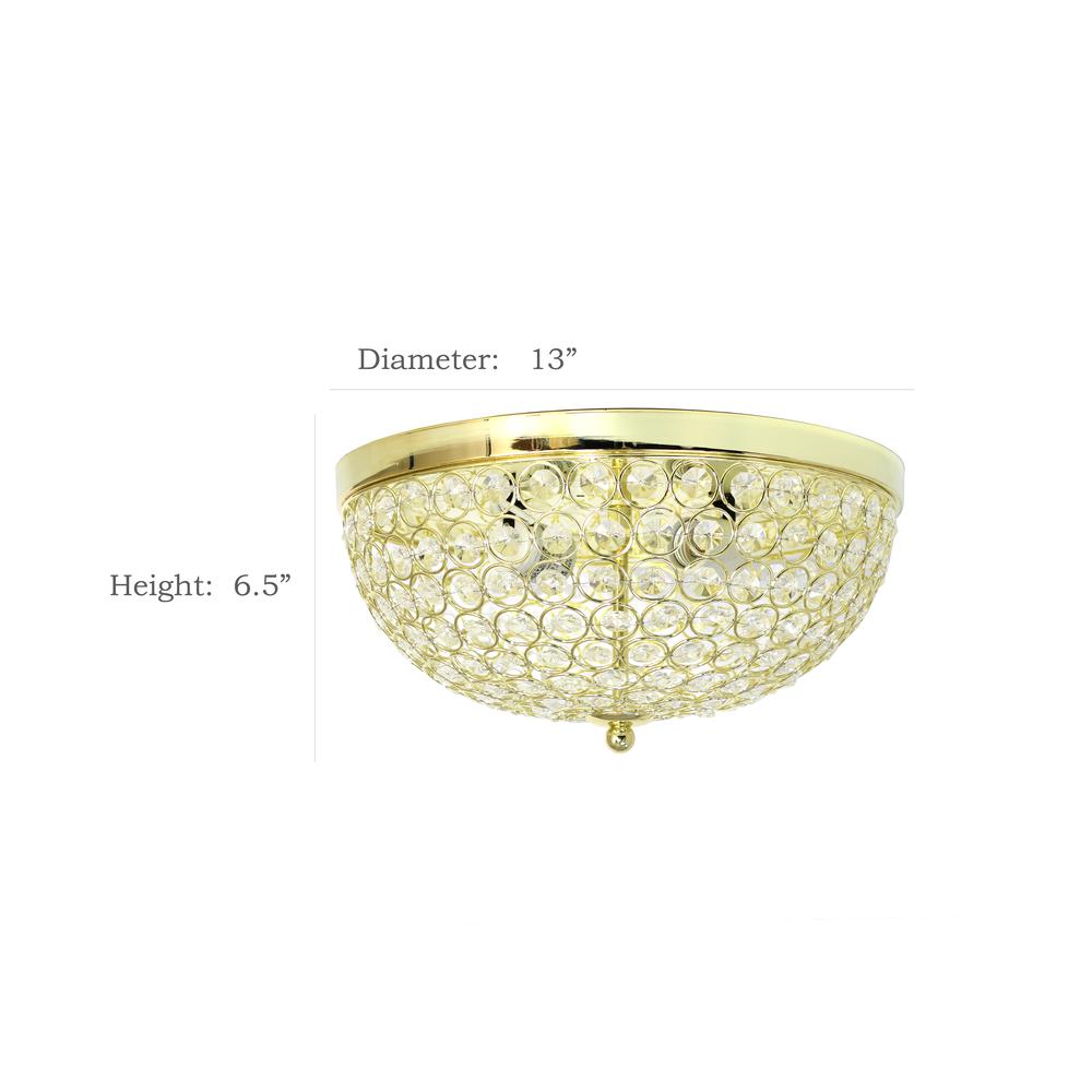 Elegant Designs 2 Light Elipse Crystal Flush Mount Ceiling Light 2 Pack, Gold