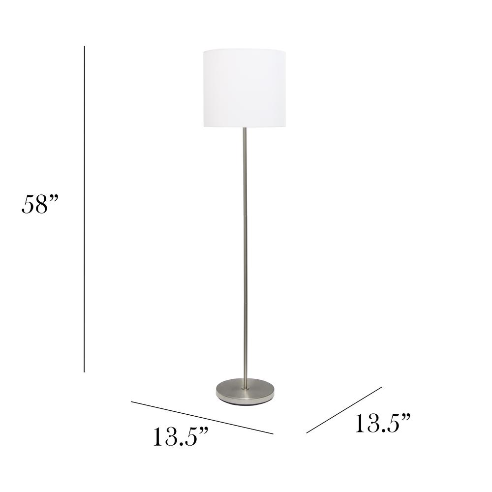 Brushed Nickel Drum Shade Floor Lamp, White. Picture 13