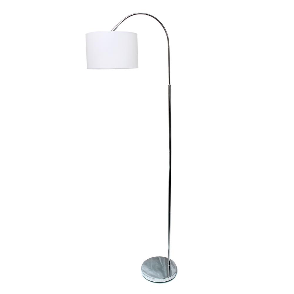 Brushed Nickel Arched Floor Lamp, White Shade. Picture 22