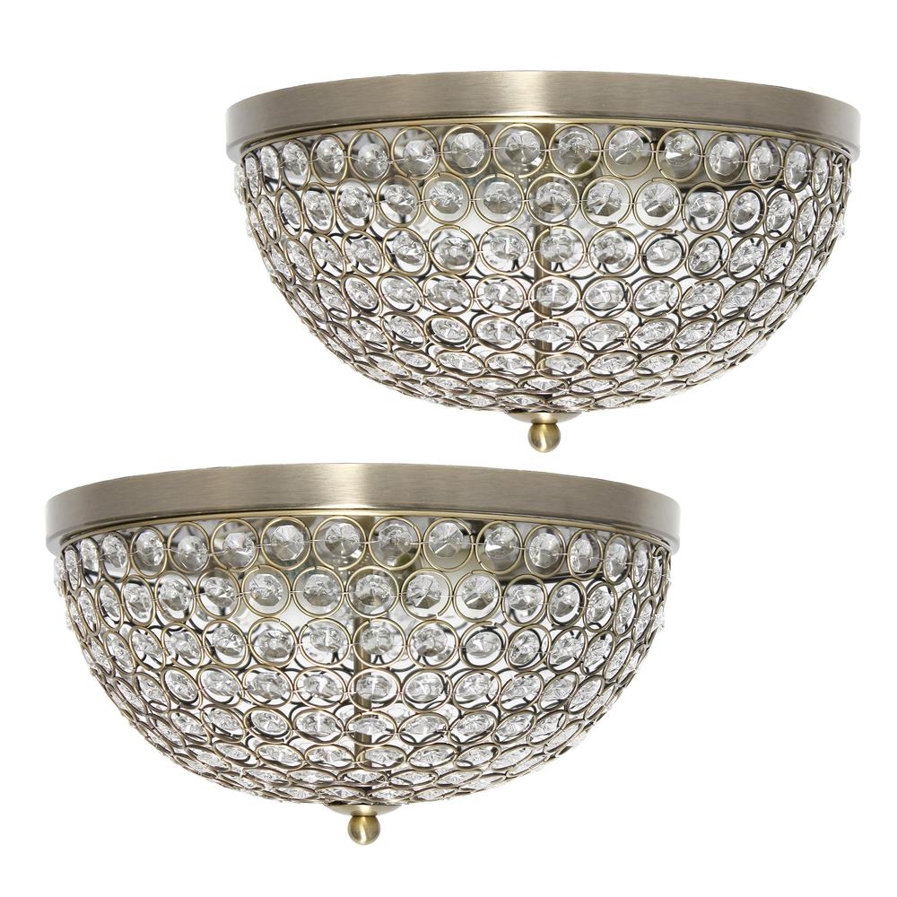 Classix Two Light Dome Shaped Metal Flush Mount Ceiling Fixture Set of 2. Picture 1