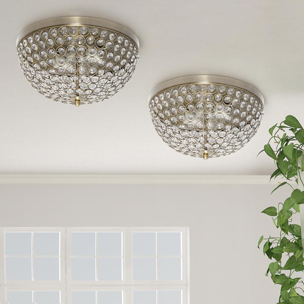 Classix Two Light Dome Shaped Metal Flush Mount Ceiling Fixture Set of 2. Picture 10