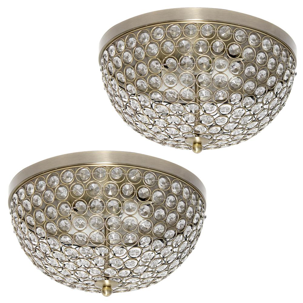 Classix Two Light Dome Shaped Metal Flush Mount Ceiling Fixture Set of 2. Picture 2