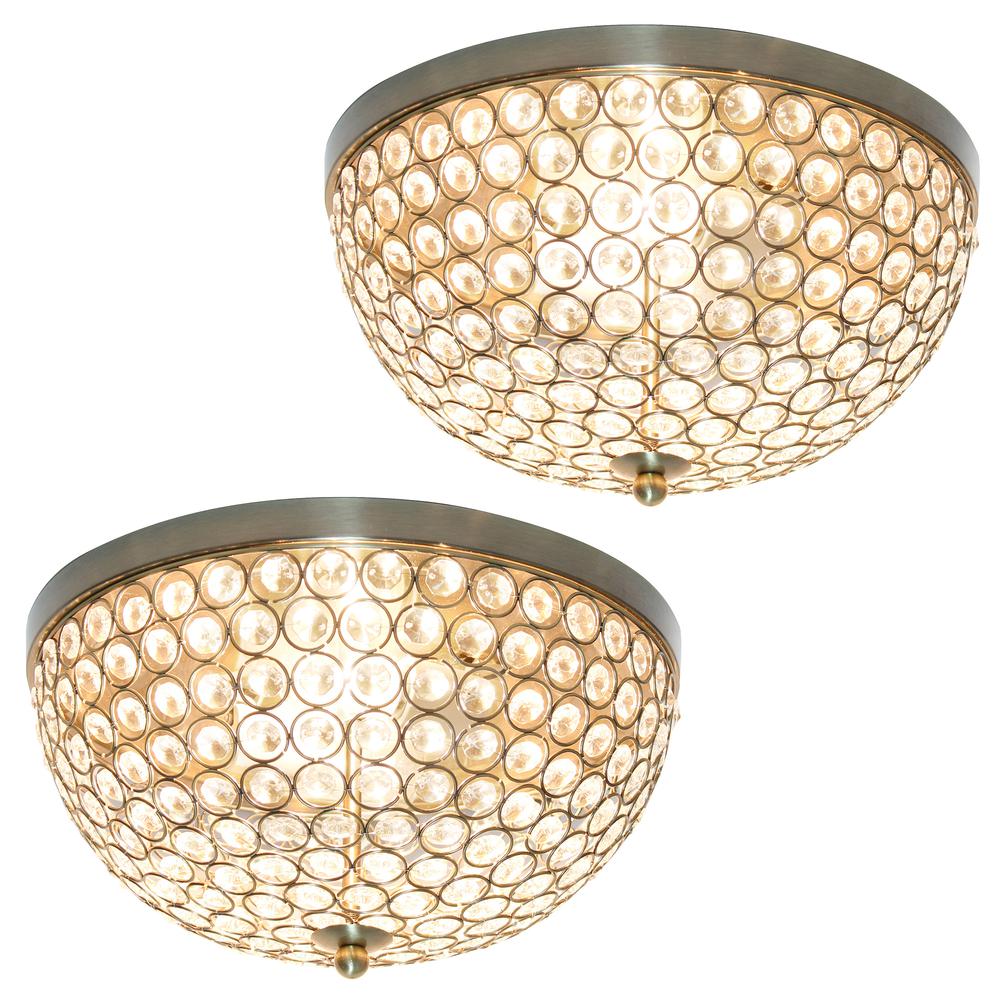 Classix Two Light Dome Shaped Metal Flush Mount Ceiling Fixture Set of 2. Picture 3