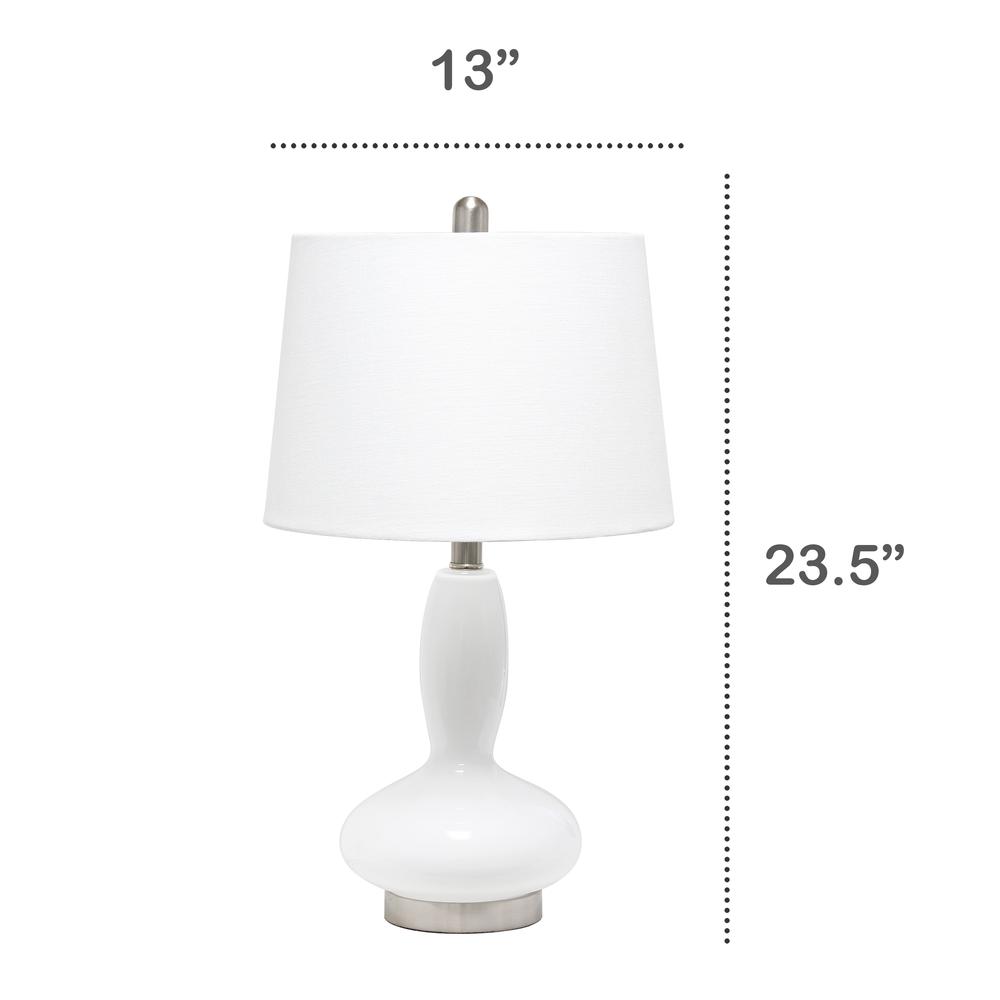 Glass Dollop Table Lamp with White Fabric Shade, White. Picture 13