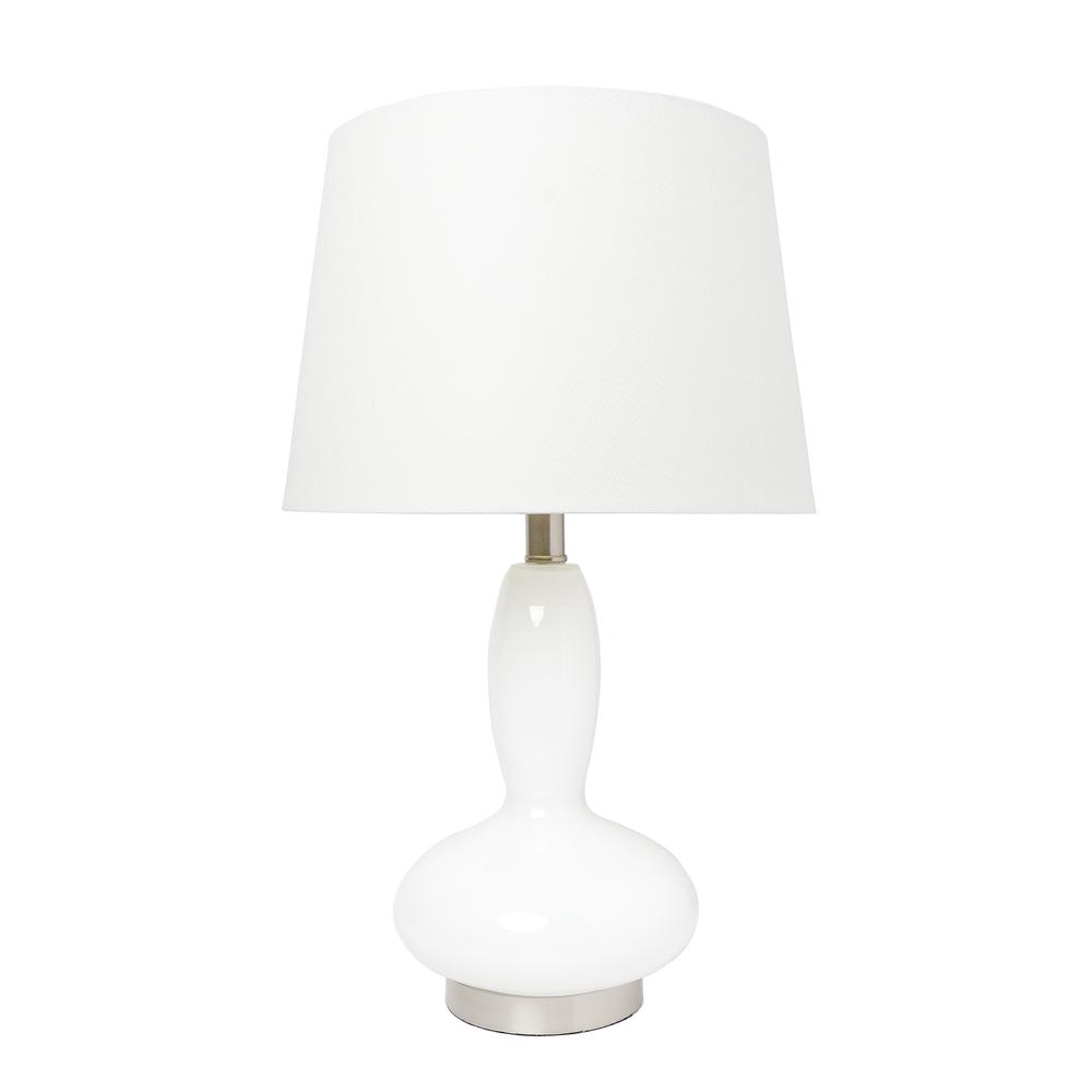 Glass Dollop Table Lamp with White Fabric Shade, White. Picture 15