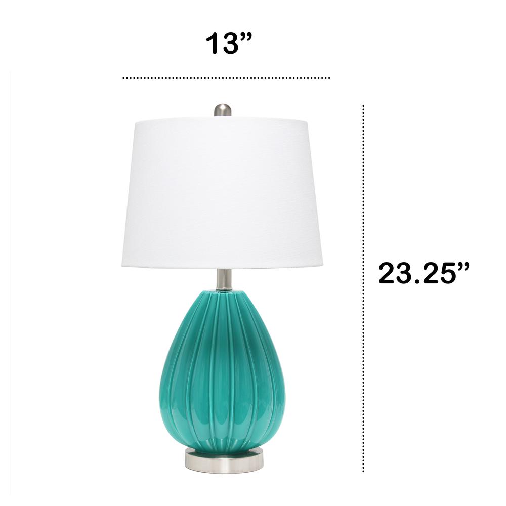 Pleated Table Lamp with White Fabric Shade, Teal. Picture 14