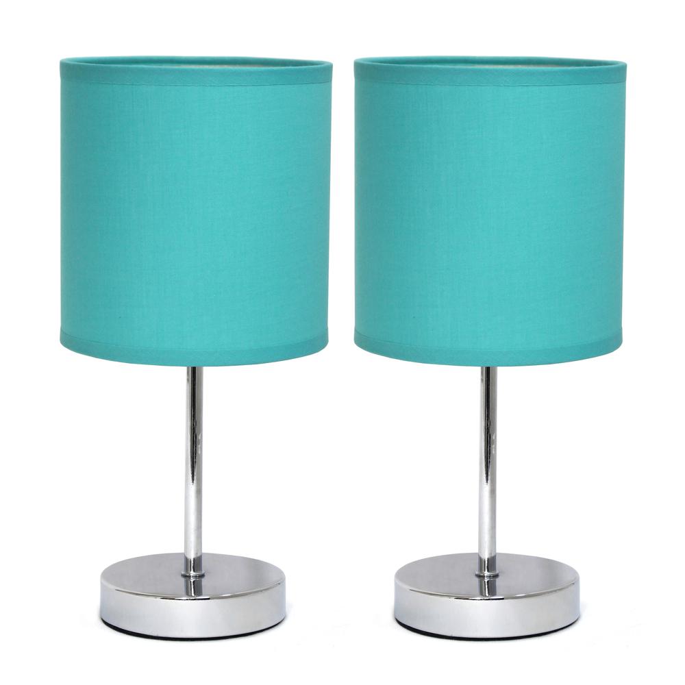 Chrome Mini Basic Table Lamp with Fabric Shade 2 Pack Set. Picture 6