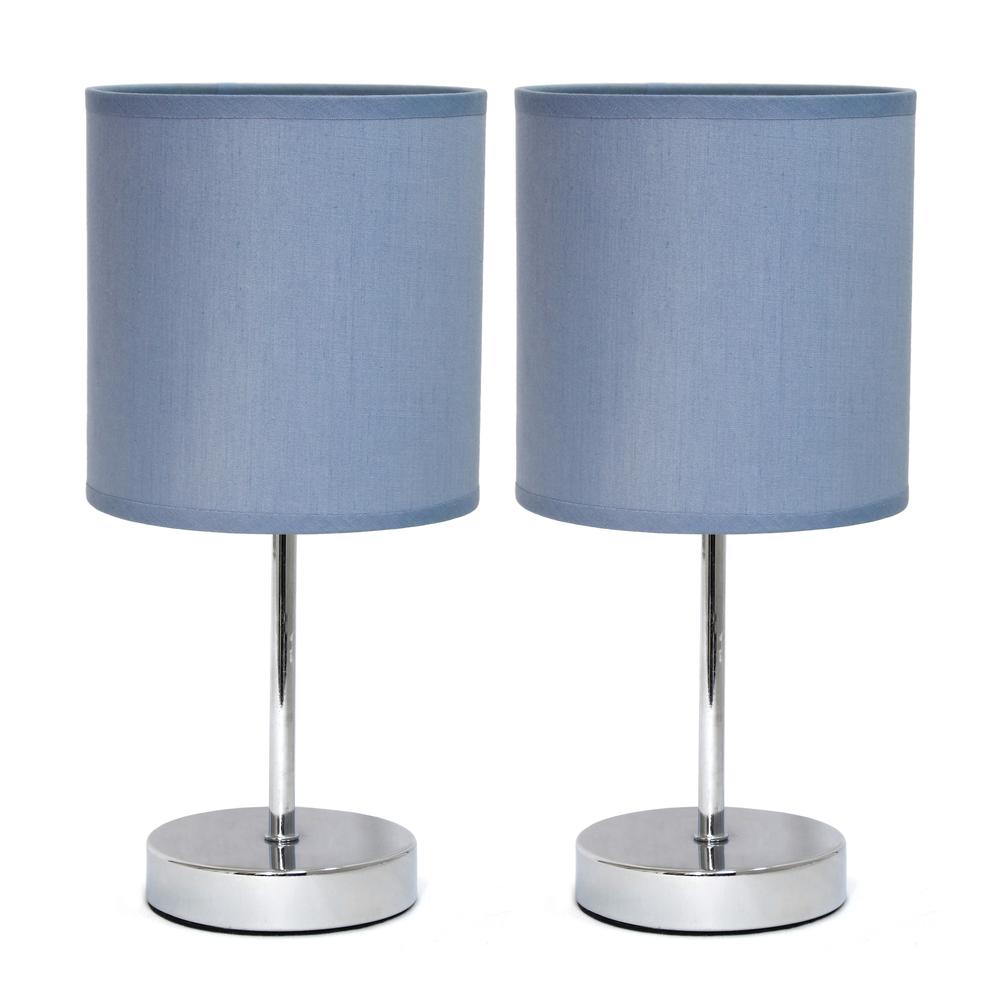 Chrome Mini Basic Table Lamp with Fabric Shade 2 Pack Set. Picture 4