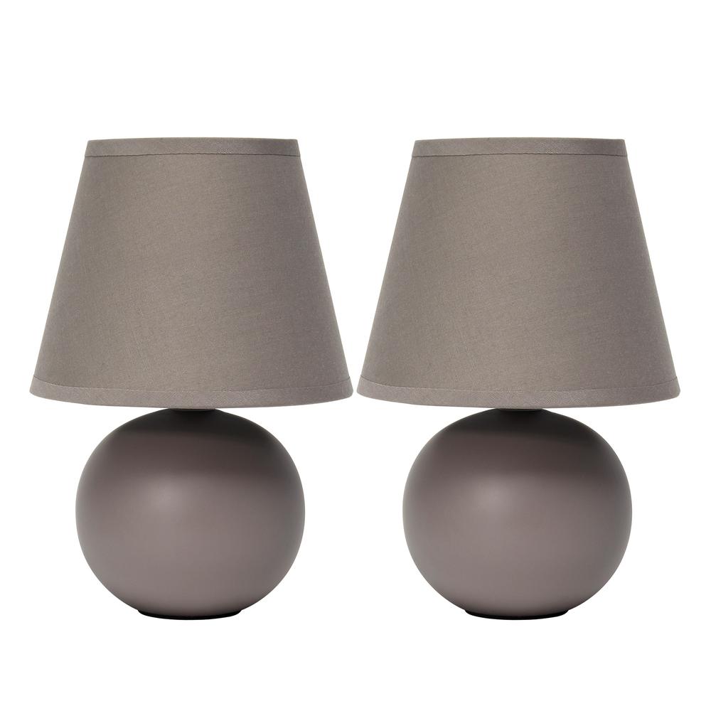 Mini Ceramic Globe Table Lamp 2 Pack Set, Gray. Picture 1