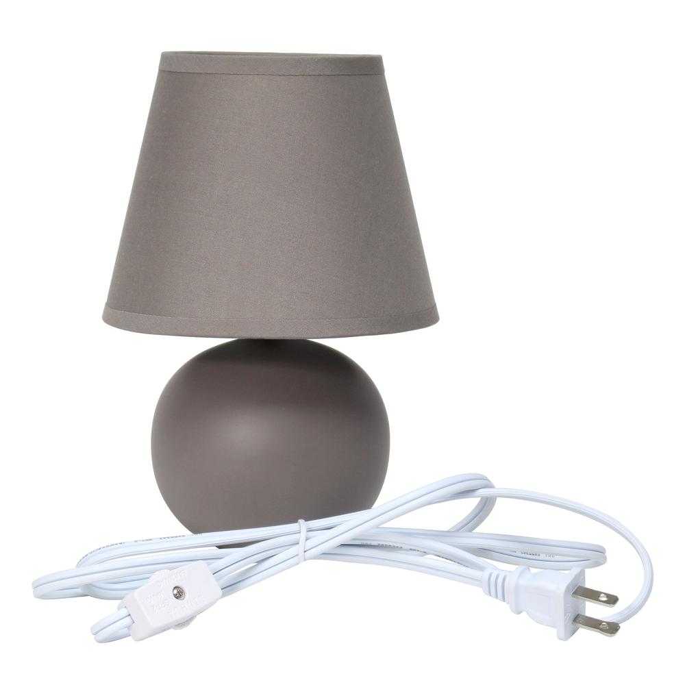Simple Designs Mini Ceramic Globe Table Lamp 2 Pack Set, Gray
