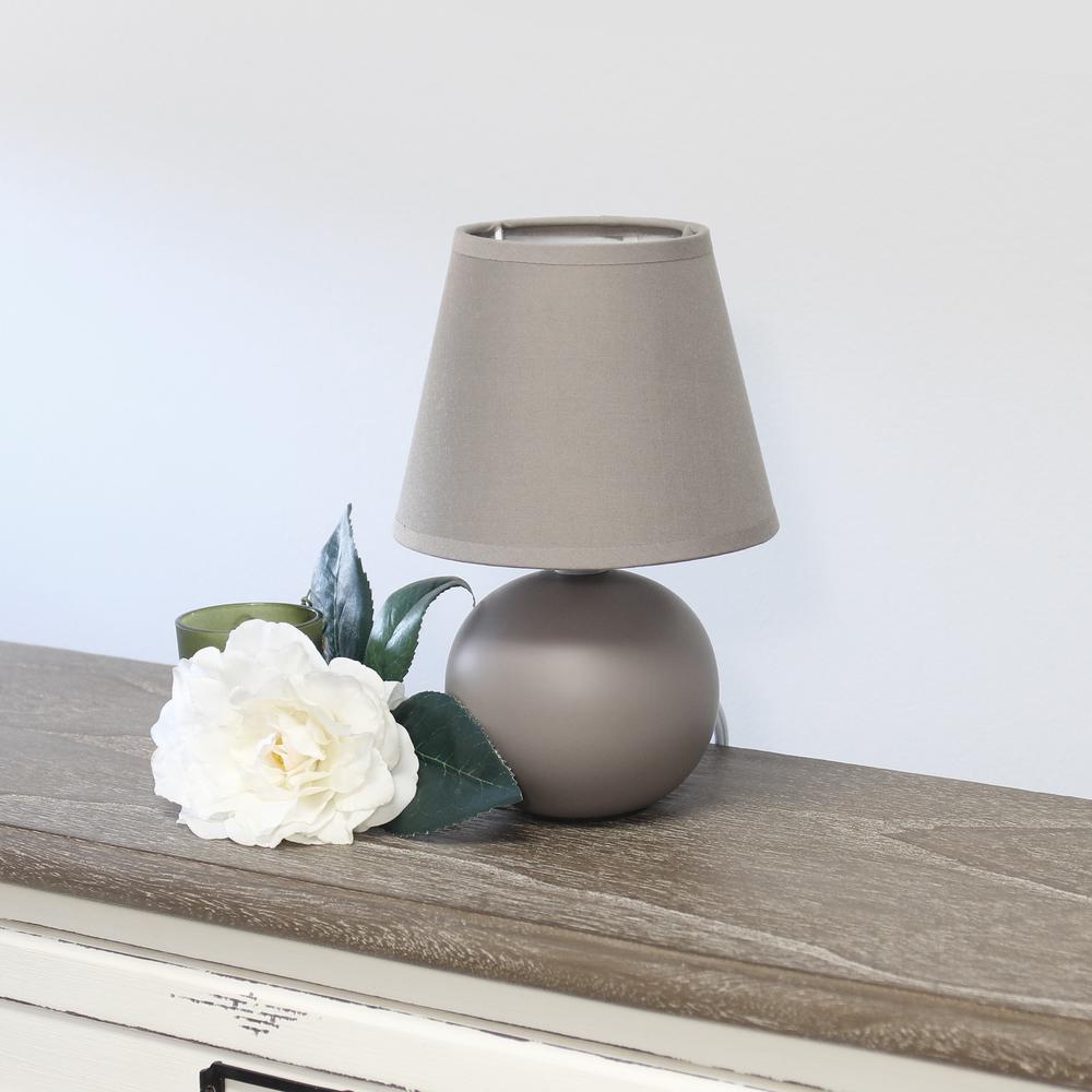 Simple Designs Mini Ceramic Globe Table Lamp 2 Pack Set, Gray