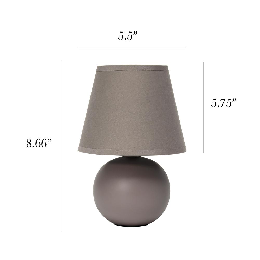 Mini Ceramic Globe Table Lamp 2 Pack Set, Gray. Picture 5