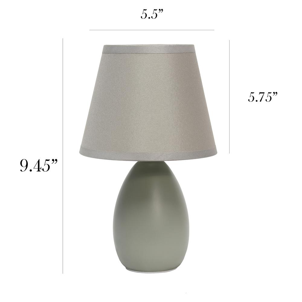 Mini Egg Oval Ceramic Table Lamp 2 Pack Set, Gray. Picture 3