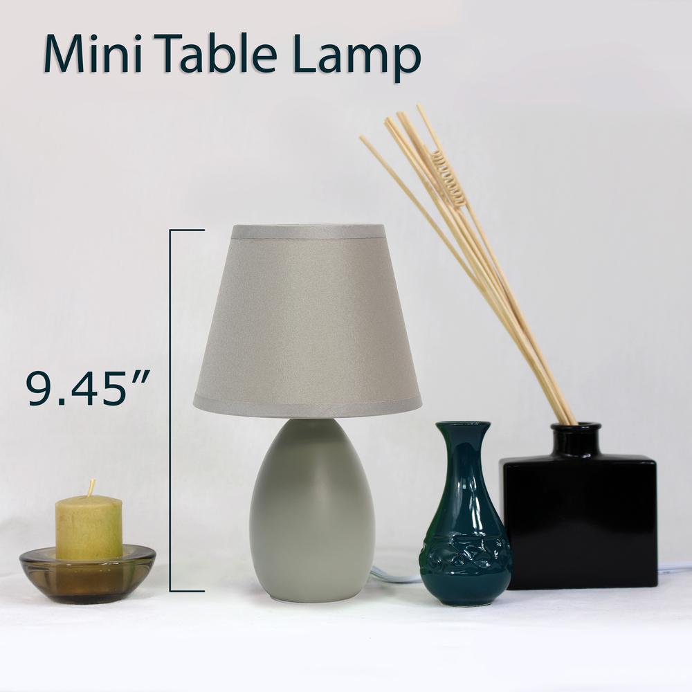 Mini Egg Oval Ceramic Table Lamp 2 Pack Set, Gray. Picture 7