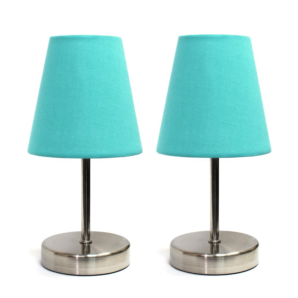Sand Nickel Mini Basic Table Lamp with Fabric Shade 2 Pack Set. Picture 3