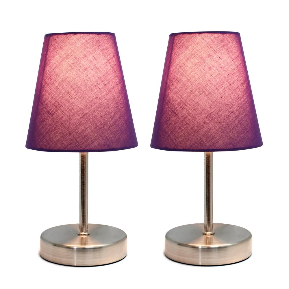 Sand Nickel Mini Basic Table Lamp with Fabric Shade 2 Pack Set. Picture 4