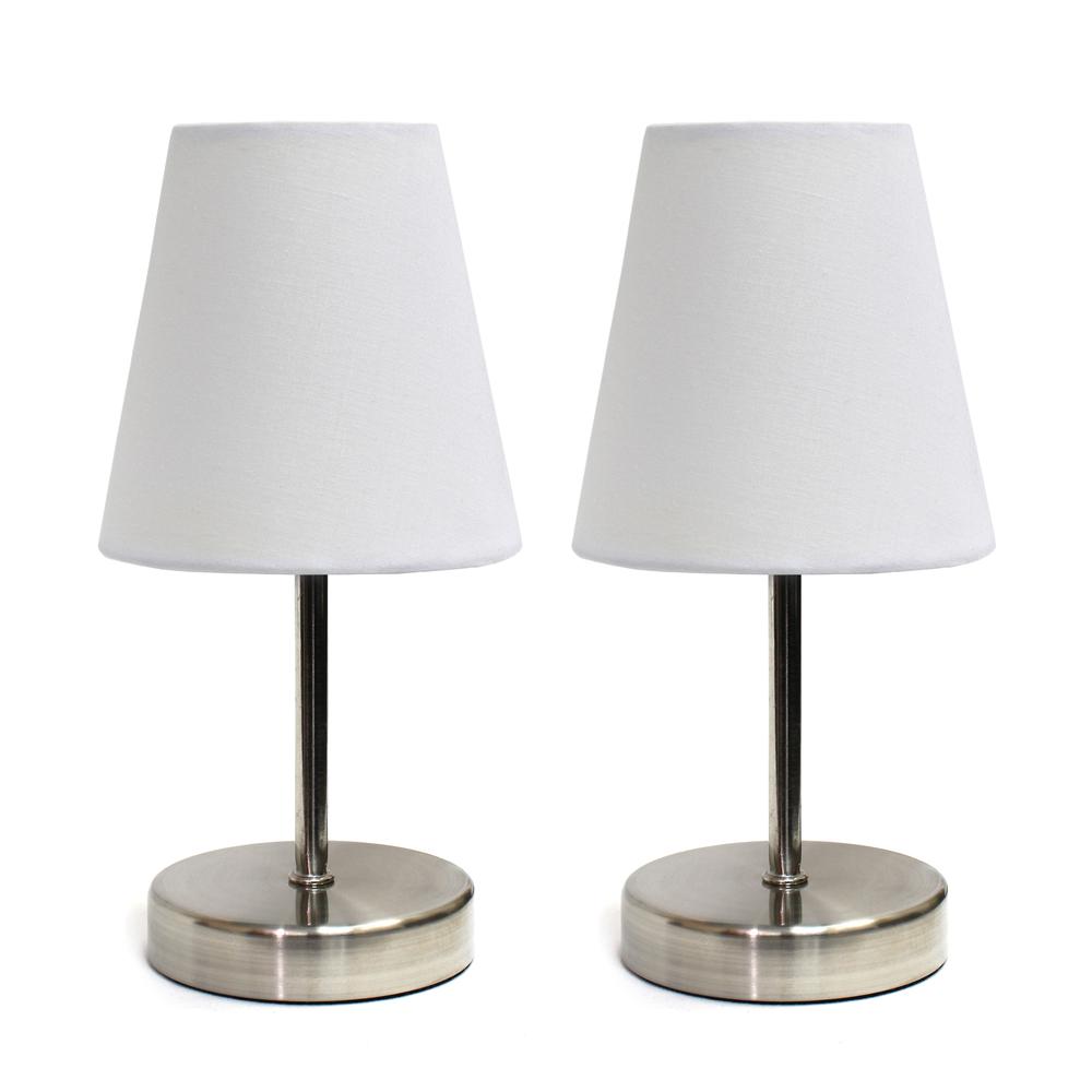 Sand Nickel Mini Basic Table Lamp with Fabric Shade 2 Pack Set. Picture 3