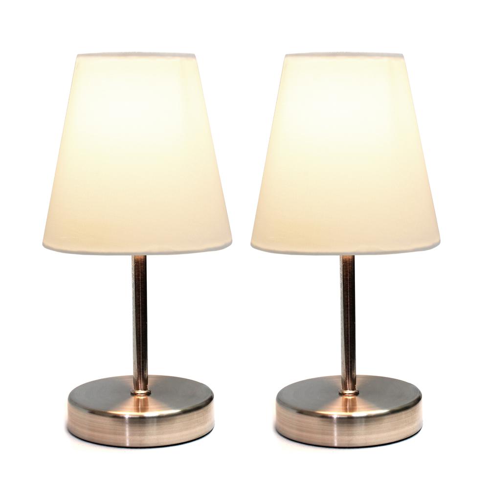 Sand Nickel Mini Basic Table Lamp with Fabric Shade 2 Pack Set. Picture 4