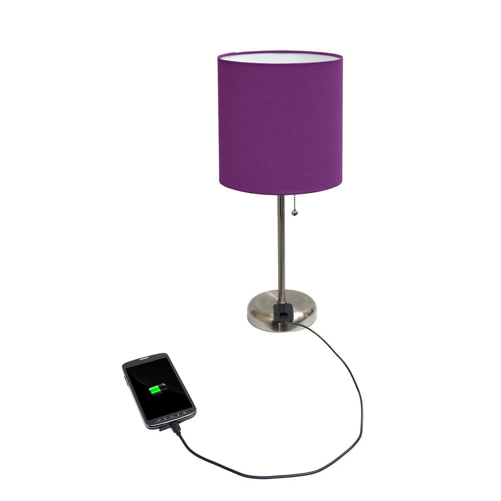 Stick Lamp with Charging Outlet and Fabric Shade. Picture 9