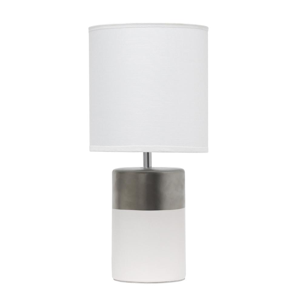 Two Toned Basics Table Lamp, White and Silver. Picture 1