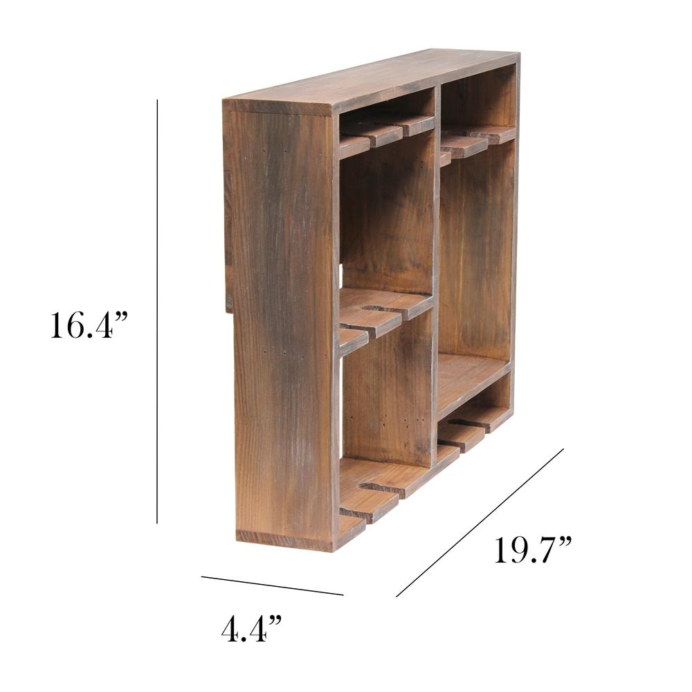 Elegant Designs Bartow Wall Mounted Wood Wine Rack Shelf with Glass Holder, Restored Wood RESTORED WOOD. Picture 4