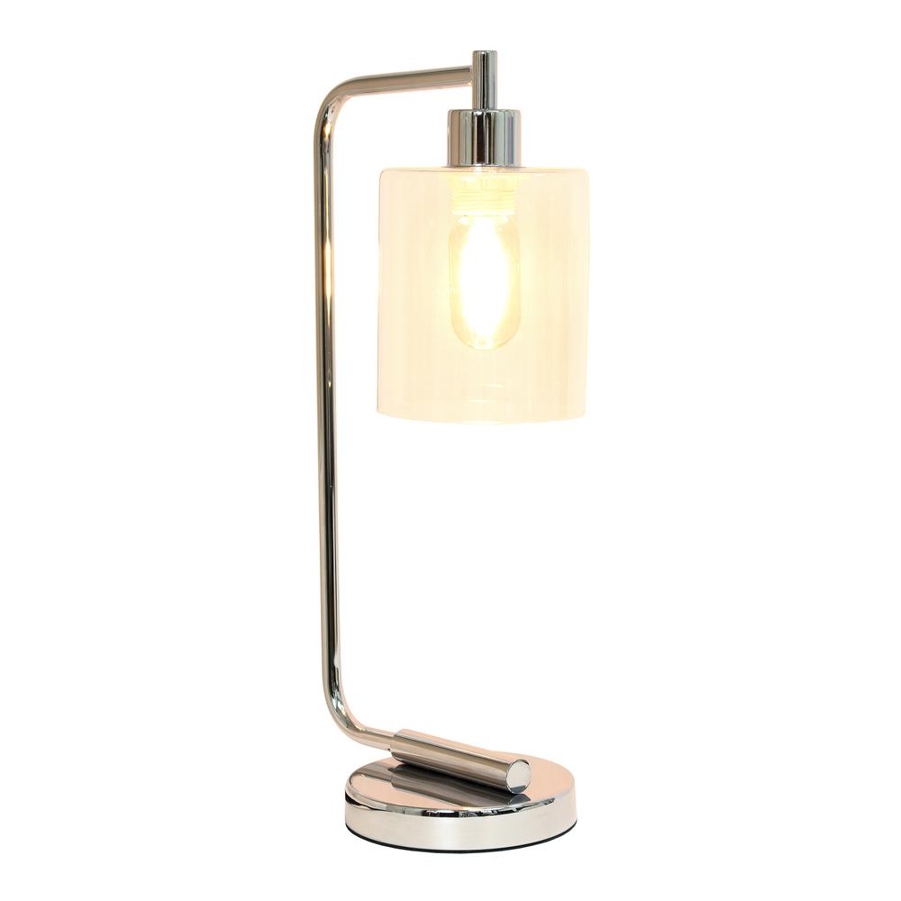 Lalia Home Modern Iron Desk Lamp with Glass Shade, Chrome. Picture 2