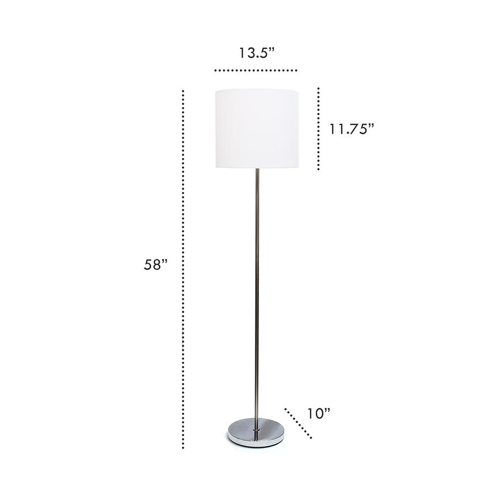 Brushed Nickel Drum Shade Floor Lamp, White. Picture 2