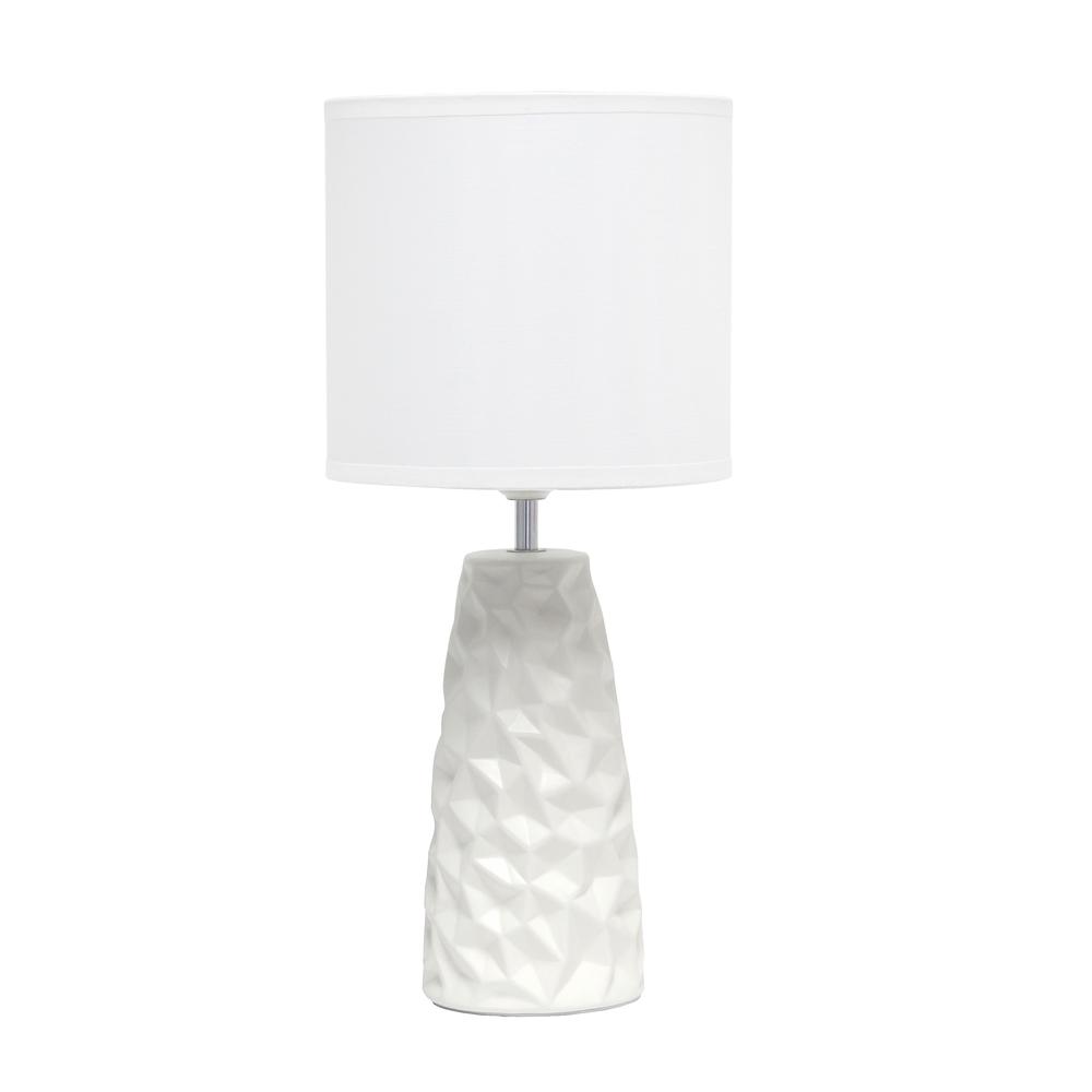 Sculpted Ceramic Table Lamp, Off White. Picture 1