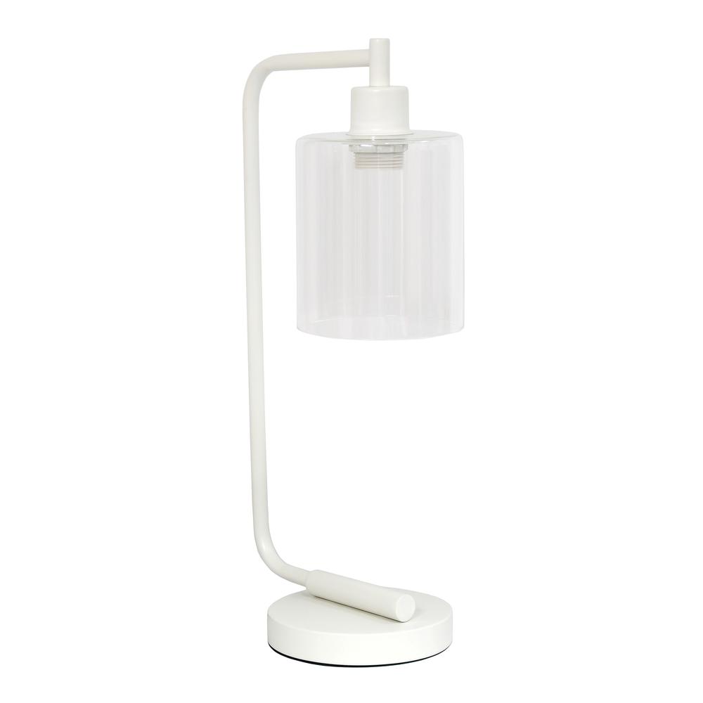 Lalia Home Modern Iron Desk Lamp with Glass Shade, White. Picture 7