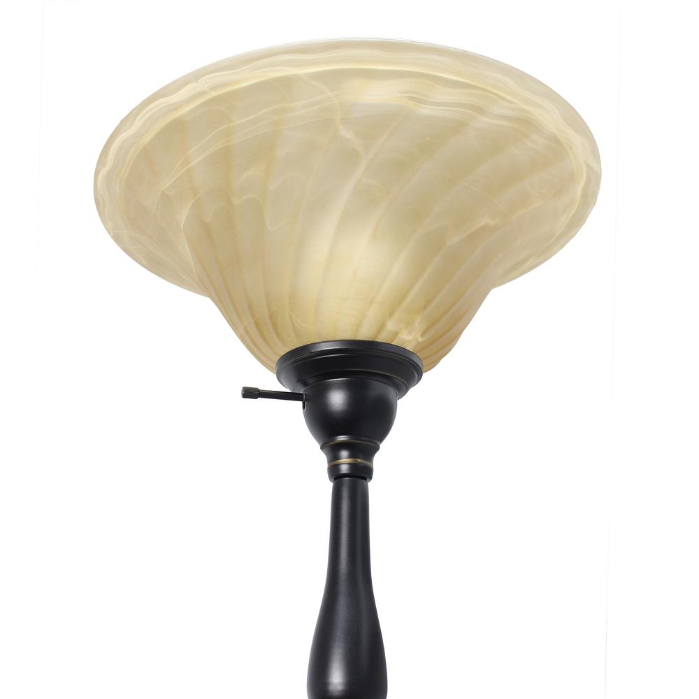 Torchiere Floor Lamp with Reading Light and Marble Glass ShadesRestoration. Picture 6