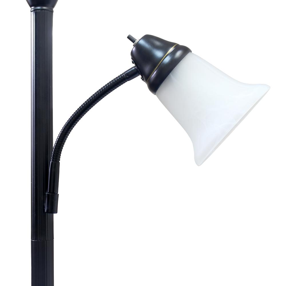 Torchiere Floor Lamp with Reading Light and Marble Glass Shades. Picture 7