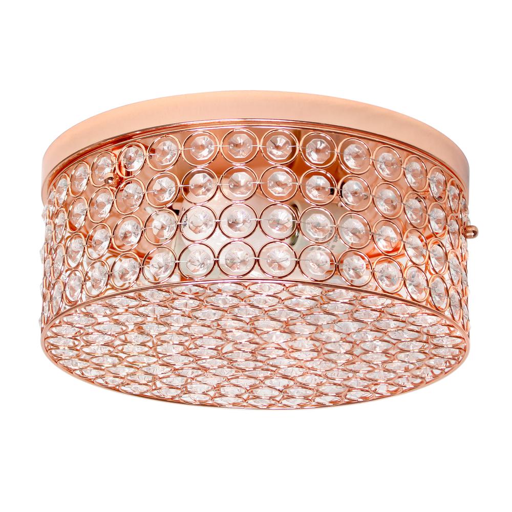 Glam 2 Light 12 Inch Round Flush Mount, Rose Gold. Picture 1