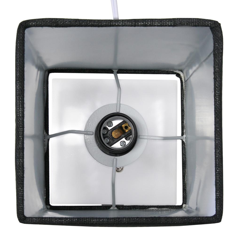 Petite White Stick Lamp with USB Charging Port and Fabric Shade, Black. Picture 8