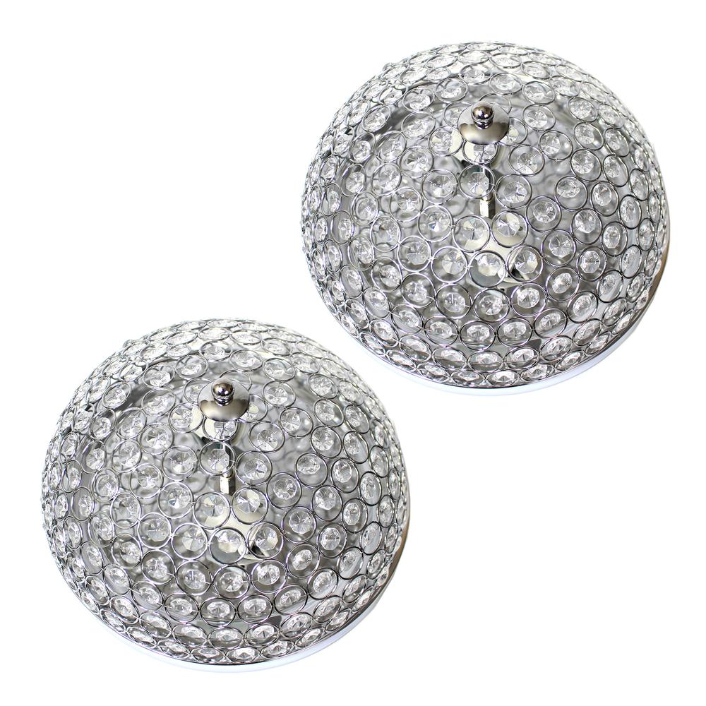 Lalia Home Crystal Glam 2 Light Ceiling Flush Mount 2 Pack, Chrome. Picture 2