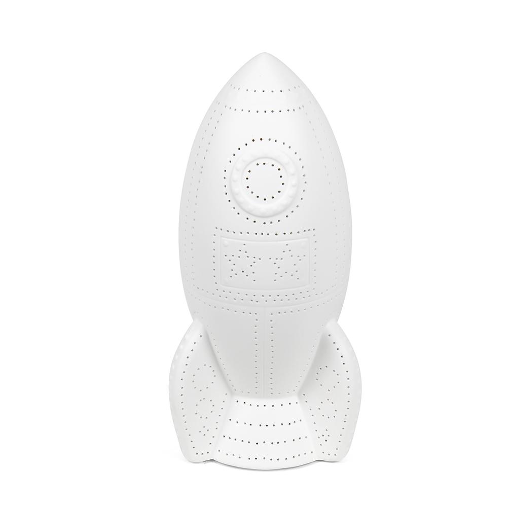 White rocket ship porcelain table lamp. Picture 1