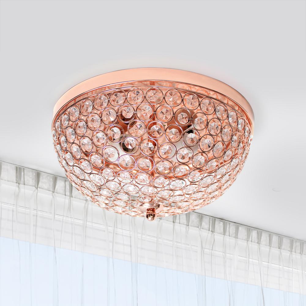 Lalia Home Crystal Glam 2 Light Ceiling Flush Mount 2 Pack, Rose Gold. Picture 4
